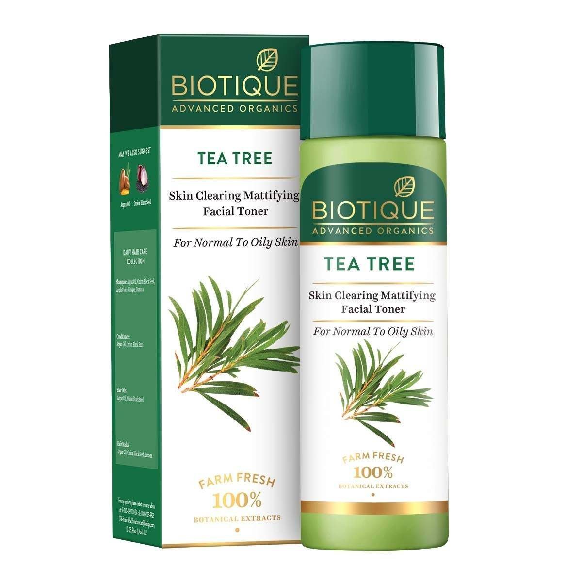 uk61zC9cOLjzL-1-1.jpg Biotique Tea Tree Skin Clearing Mattifying Facial Toner For Normal To Oily Skin Face Toner, 120Ml | Treats Acne & Pimples, Tightens Pores, Pack of 1 - Fast UK Delivery - Image 1