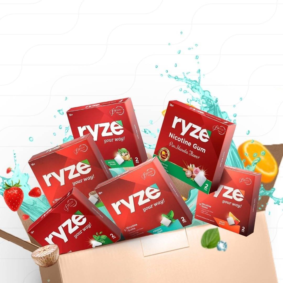 uk61zHAaKFBvL-1-1.jpg RYZE Nicotine Gum Variety/Trial Pack, 54 Count (6 Flavors*9 Gums each) | Sugar-Free | FDA Approved | Smoking Cessation Support | Gentle on Throat - Image 1