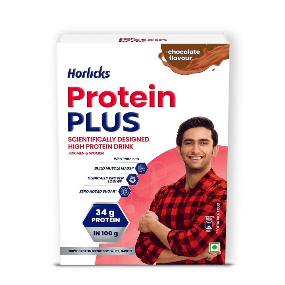 uk61zQR89BlkL-1.jpg Horlicks Protein Plus Chocolate Protein Drink for Adults, 400g Container | Whey, Soy & Casein Blend - High Protein Powder | For Muscle Mass & Strength - Fast UK Delivery - Image 1