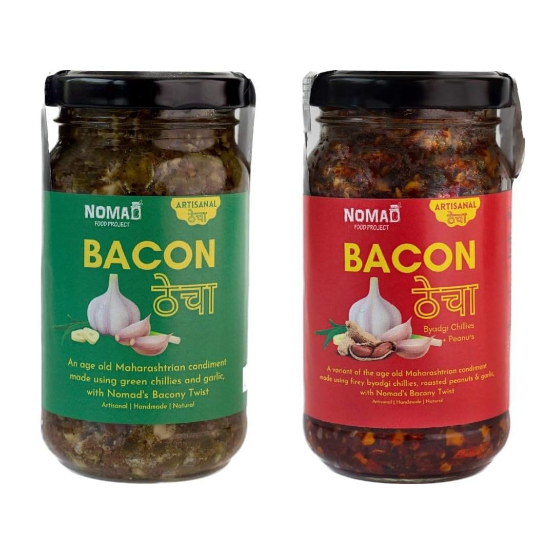 uk61zRV-uirdL-1.jpg Nomad Food Project Combo of Bacon Thecha Green and Thecha Red | Each of 200gms - Fast UK Delivery - Image 1
