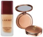 LAKME Invisible Finish Spf 8 Cream Foundation For All Skin Types, Shade 01, 25Ml And 9 To 5 Flawless Matte Light Coverage Complexion Compact, Almond, 8G, 2 Count - Fast UK Delivery