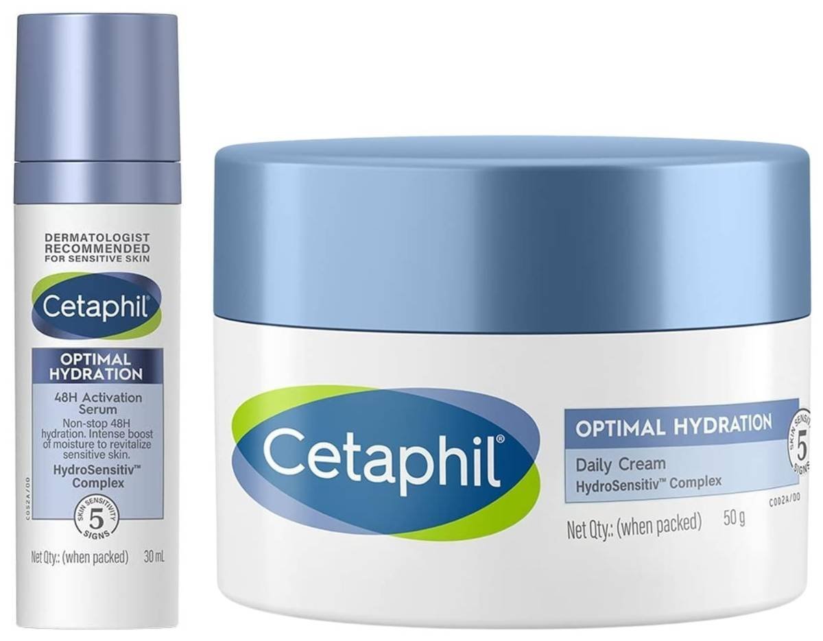 uk61zWI-xWCL-1.jpg Cetaphil Optimal Hydration Daily Cream 50g Lightweight Moisturizer & Fast Absorption Hyaluronic Acid Blue Daisy Extract Niacinamide Optimal Hydration Lightweight Serum 30 ml - Fast UK Delivery - Image 1