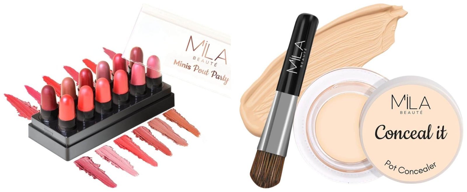 uk71-GHytuukL-1-1.jpg MILA Beaute Conceal It Pot Concealer | With SPF 15 & Vitamin-E For Face Makeup | Shade - (Light Ivory, 4g) Minis Pout Party Lipstick for Women | Matte Finish Lipstick Set of 12 Pieces (Shade-A, 12g) - Fast UK Delivery - Image 1