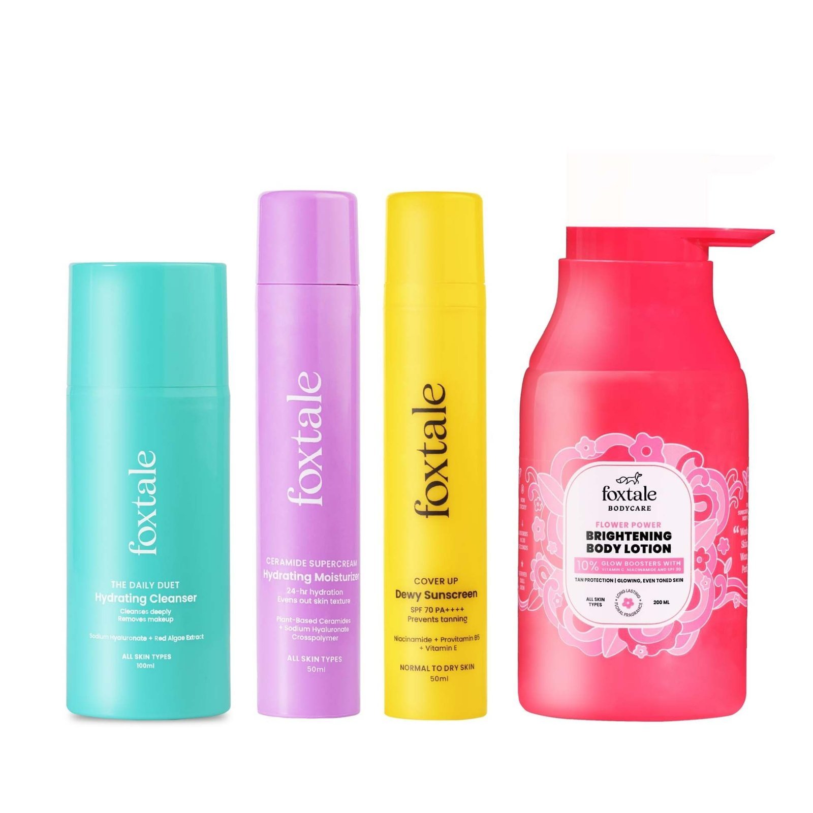 uk71-HBNTXyHL-1-1.jpg Foxtale Pre-Holi Glow Pack | SPF 70 Sunscreen, SPF 30 Body Lotion, Hydrating Moisturizer & Face Wash | Sun Protection, Hydration & Barrier Care | With Niacinamide, Vitamin C, Ceramides & Hyaluronic Acid | Shields Skin from Colors & UV Damage | Non-Greasy & Lightweight | Pre-Holi Skincare Essential - Fast UK Delivery - Image 1