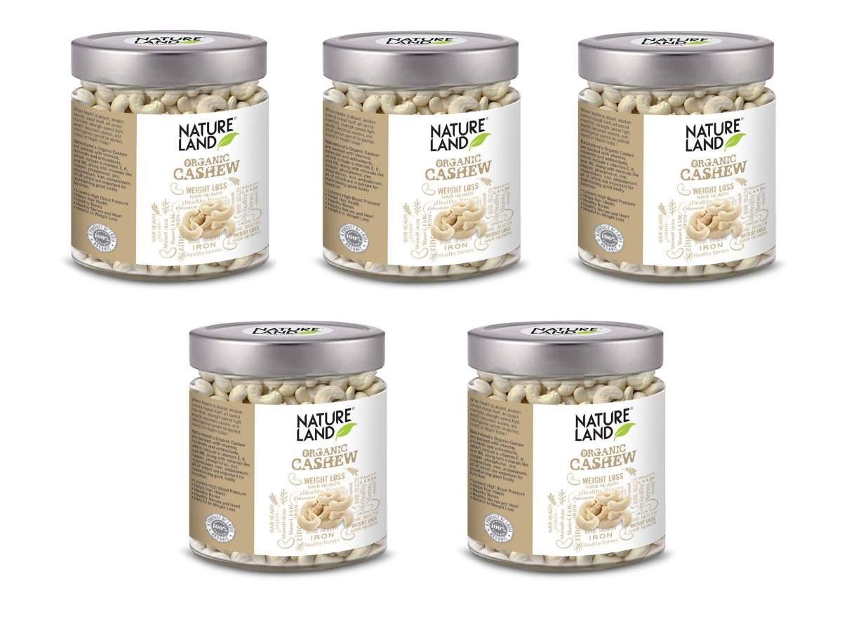 uk71-gfdqlL-1.jpg Natureland Organics Cashew 200 gm (Pack of 5)- Premium Whole Cashew, Value Pack - Fast UK Delivery - Image 1