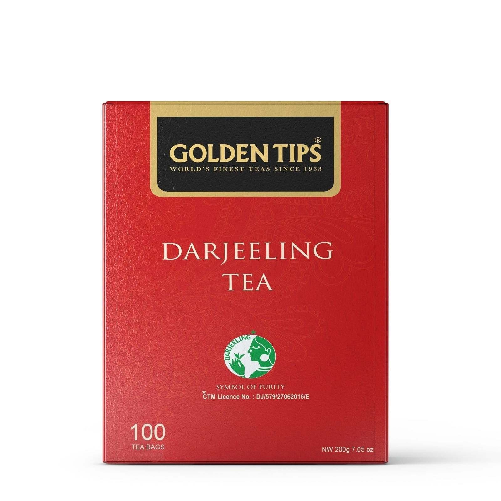 uk71-hHbFB7L-1.jpg Golden Tips Healthy/ Natural and Organic Pure Darjeeling Black Tea Bags (100 Bags, 200 Gram ) - Fast UK Delivery - Image 1