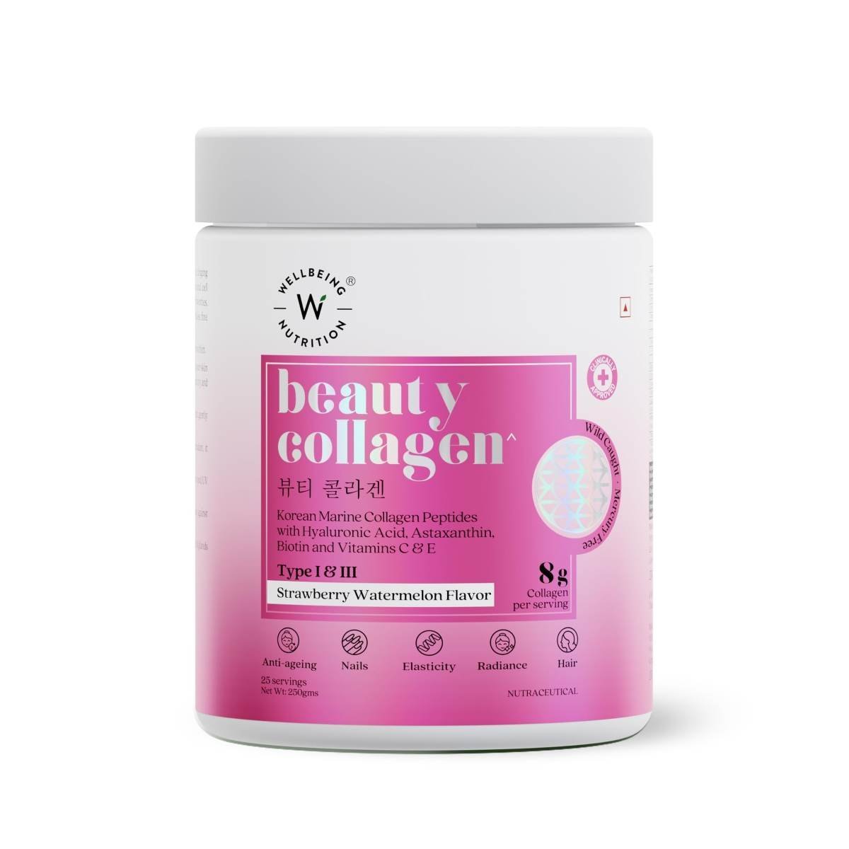 uk71-wUiq4PvL-1.jpg Wellbeing Nutrition Beauty Collagen with Hyaluronic Acid | Collagen Supplements for Women & Men | Collagen Powder with Biotin and Vitamins for Skin Radiance & Anti-Aging | 250g-Strawberry Watermelon - Image 1