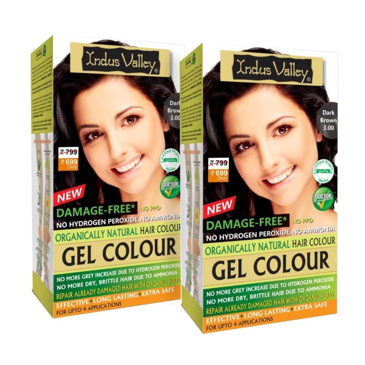 uk71-yfXYRXyL-1-1.jpg INDUS VALLEY Damage Free Natural Gel Hair Colour for Women | Ammonia & PPD Free Organic Hair Colour with 100% Grey Coverage, Long Lasting Conditioning Hair Color | Dark Brown 3.00 - Pack of 2 (2x220 = 400 ml) - Fast UK Delivery - Image 1