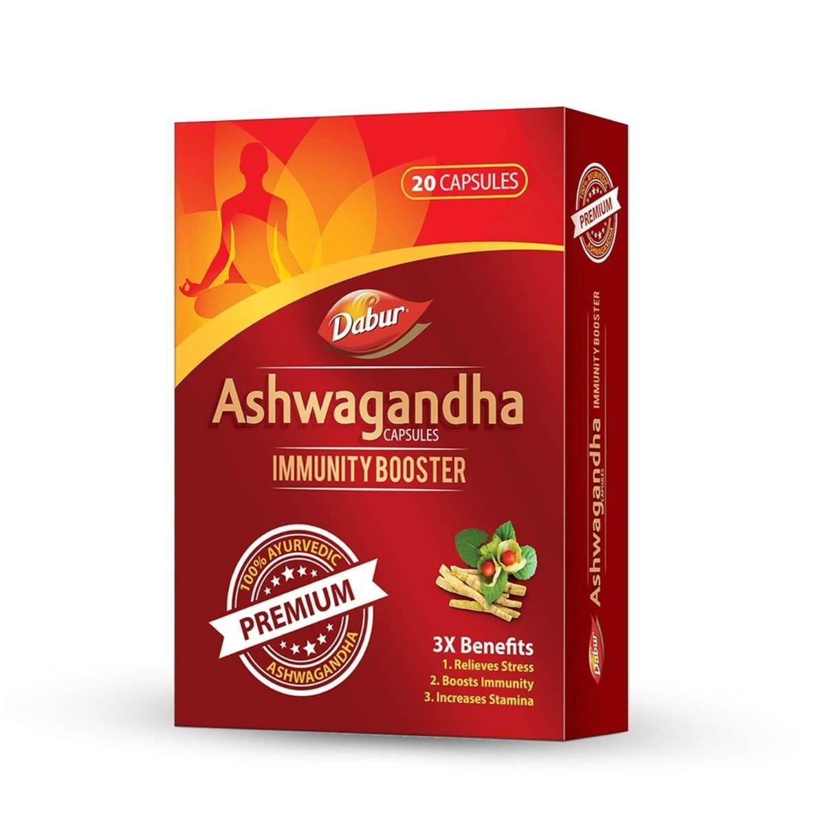 uk71-zTf6EtML.jpg Dabur Ashwagandha Capsules Immunity Booster - 20 Capsules | 100% Ayurvedic | Relieves Stress & Increases Stamina | Immunity Booster - Fast UK Delivery - Image 1