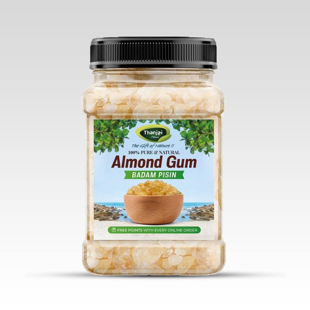 uk710ANBWCuiL-1.jpg Thanjai Natural 1kg Almond Gum | Badam Pisin | Badam Gum, Premium Best 1st Quality Pure 100% Natural (500g Jar x 2) - Fast UK Delivery - Image 1