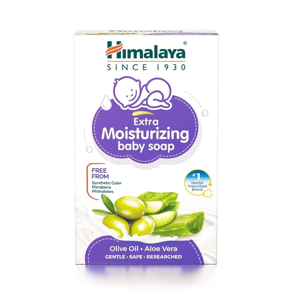 uk710FbDSEWAL-1-1.jpg Himalaya Extra Moisturizing Baby Soap 75GM - Fast UK Delivery - Image 1