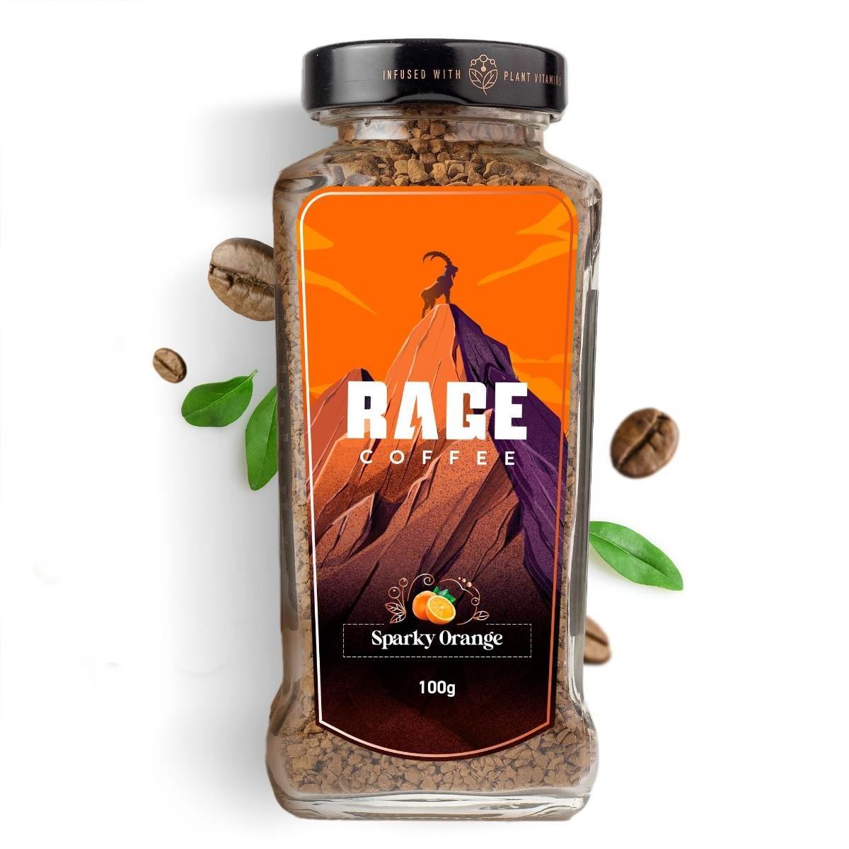 uk710UE8LsK4L-1.jpg Rage Coffee Sparky Orange Flavoured Coffee infused With Plant based Rich Vitamins | Rich Aroma & Bold taste | - 100g - Fast UK Delivery - Image 1