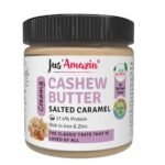 Jus' Amazin Creamy Cashew Butter Salted Caramel (200g) | 17% Protein | Plant Based Nutrition | Zero Chemicals | Vegan | Dairy Free | 100% Natural - Fast UK Delivery