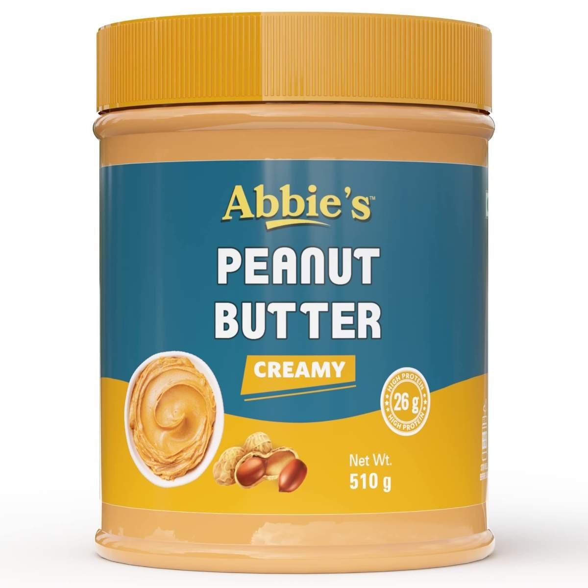 uk712Gv5Sl9ML-1-1.jpg Abbie's Peanut Butter Creamy (510g-Pack of 1) with 26g Protein Per 100g Serving, Zero Trans Fat/Cholesterol, Keto Friendly,100% Vegan, Good Source of Fat for Athletes, Body Builders - Fast UK Delivery - Image 1