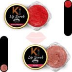 KINDED Lip Sugar Scrub Herbal Natural Essential Oils Exfoliator Balm Scrubber for Smoked Dry Dark Chapped Lips to Lighten Pigmentation Dead Skin Tan Removal (10 gm each, Strawberry & Rose) - Fast UK Delivery