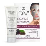 Ayouthveda Pearly White Face Wash (100ml) & Licorice & Mulberry Face Serum Sheet Mask (20g) Combo | Glowing Skin, Instant Hydration & Nourishing - Fast UK Delivery