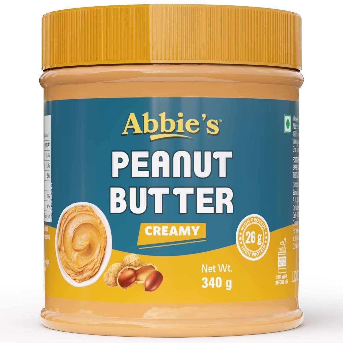 uk713GiID4F3L-1-1.jpg Abbie's Peanut Butter Creamy 340 grams | 26 grams Protein Per 100 grams | 100% Vegan | Zero Trans Fat | Zero Cholesterol | Good Source of Energy | Highly Nutritious | - Fast UK Delivery - Image 1