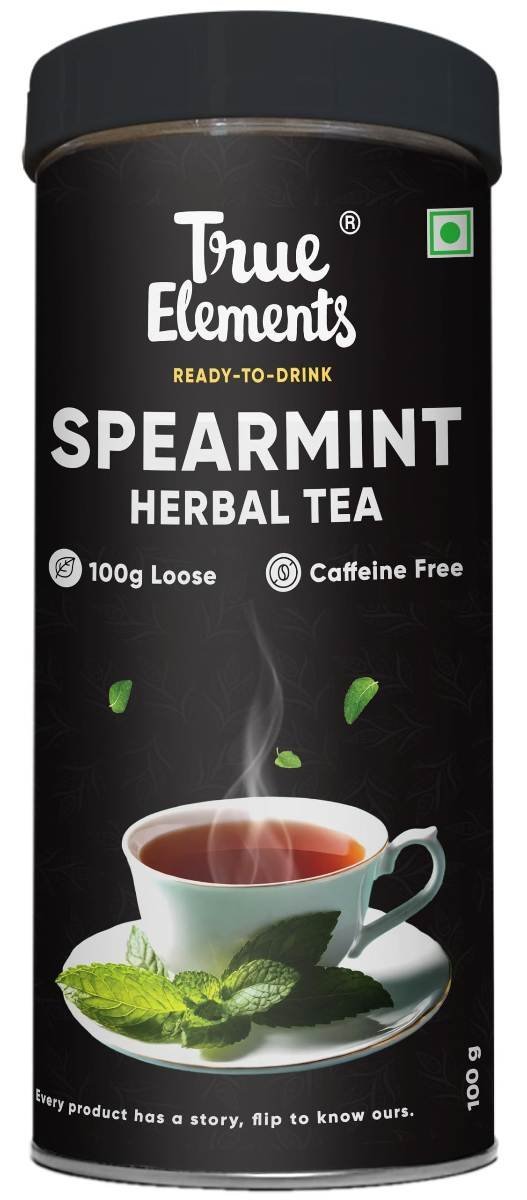 uk713Z-ieSfWL-1.jpg True Elements Spearmint Tea 100g - Natural Herbal Tea | Caffeine Free | Calming Tea for Relaxation | Stress Relief | Helps in PCOS & PCOD - Fast UK Delivery - Image 1