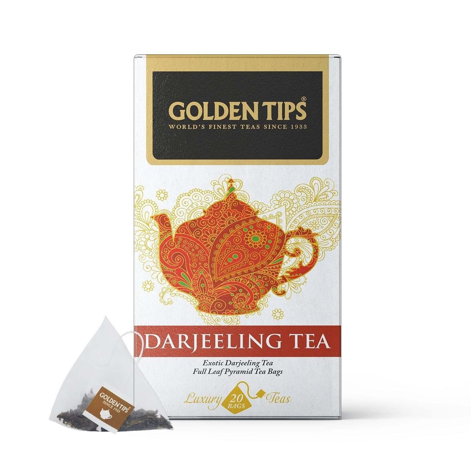 uk714ceG6QCIL-1-1.jpg Golden Tips Darjeeling Pyramid Black Tea bag (20 Tea Bags, 40 Grams) - Fast UK Delivery - Image 1