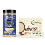 Nutriorg Organic Quinoa & Rolled Oats (Combo Of 2) | Protein Rich Super food | 100% Whole Grain | Weight Management - Fast UK Delivery