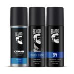 Beardo Iceman, Darkside & Spy Perfume Body Spray (Set of 3) Aromatic Fresh | Long Lasting Deodorant for Men | Date Night Body Deo Gift for Men | Christmas gift for men | Gift For Friends - Fast UK Delivery
