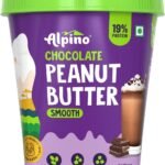 ALPINO Chocolate Peanut Butter Smooth 1kg - Roasted Peanuts, Chocolate Paste, Brown Sugar & Sea Salt - 24g Protein, Gluten Free Plant Based Peanut Butter Creamy - as Seen on Shark Tank India - Fast UK Delivery