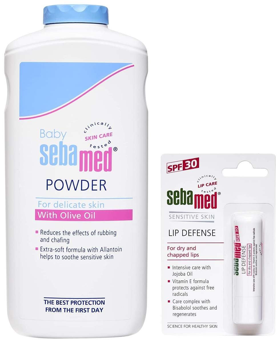 uk7167Z5CiGqL-1-1.jpg Sebamed Baby Powder, 200g & SebaMed SPF 30 Lip Defense Stick, 4.8g - Fast UK Delivery - Image 1