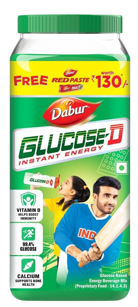 uk716Biewf6WL.jpg Dabur Glucose-D Juicy & Tasty - 1 kg Powder with Red Paste 200g free | Instant Energy Recharge with 99.4% Glucose | Vitamin D helps Boosts Immunity | Calcium Supports Bone Health - Fast UK Delivery - Image 1