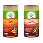 Organic India Tulsi Ginger 100 GM Tin & Tulsi Masala Tea 100 GM Tin - Fast UK Delivery