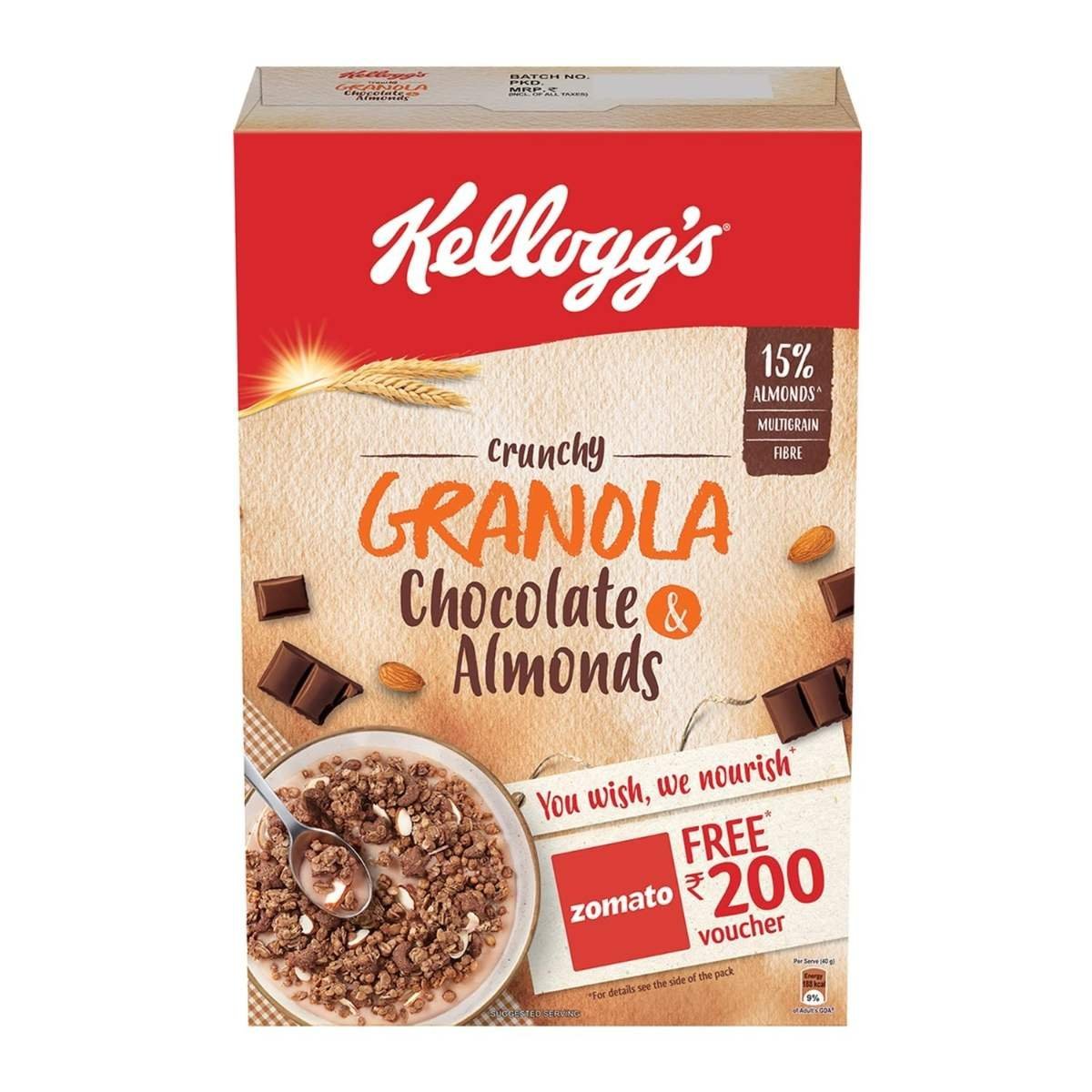 uk716MnkAjF1L-1-1.jpg Kellogg's Crunchy Granola Chocolate & Almonds, 450 g | Breakfast Cereal | Multigrain Flakes - Fast UK Delivery - Image 1