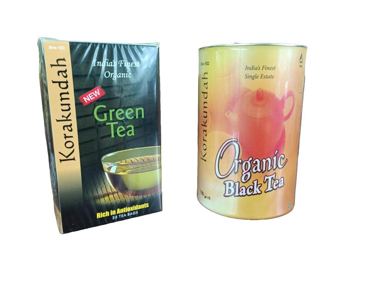 uk716jP0tGALL-1.jpg Korakundah Green Tea Dip Tea 50g | KORAKUNDAH Organic Black Tea in Canister 100 g | Pack of 2 | Total 150 g | India's Finest Chamraj Nilgiri Tea - Fast UK Delivery - Image 1
