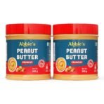 Abbie's Peanut Butter Crunchy (340g - Pack of 2) with 26g Protein Per 100g Serving, Zero Trans Fat/Cholesterol, Keto Friendly,100% Vegan, Good Source of Fat for Athletes, Body Builders - Fast UK Delivery