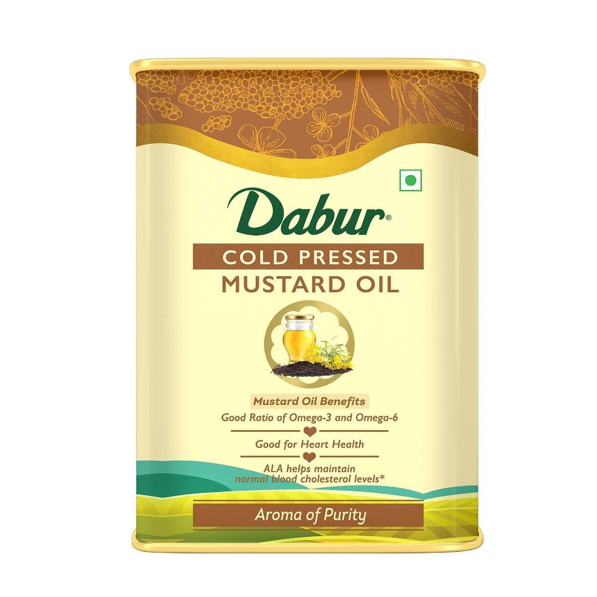 uk717XfomaecL.jpg Dabur Cold Pressed Mustard Oil -3L | Healthy Cooking Oil | Goodness of Omega 3 & 6 | Perfect blend of Health, Taste & Aroma - Fast UK Delivery - Image 1