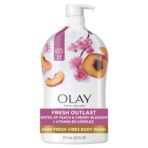 Olay Fresh Outlast Body Wash for Women, 24hr Fresh Vibes, Refreshing & Restorative, Paraben Free, Peach and Cherry Blossom Scent, 33 fl oz - Fast UK Delivery