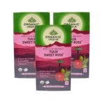 Organic India Tulsi Sweet Rose 25 Tea Bags- (Pack of 3) - Fast UK Delivery