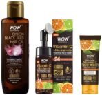 WOW Skin Science Black Seed Hair Oil - Controls Hair Fall - No Mineral Oil & Brightening Vitamin C Foaming Face Wash & Brightening Vitamin C Face Wash - Fast UK Delivery