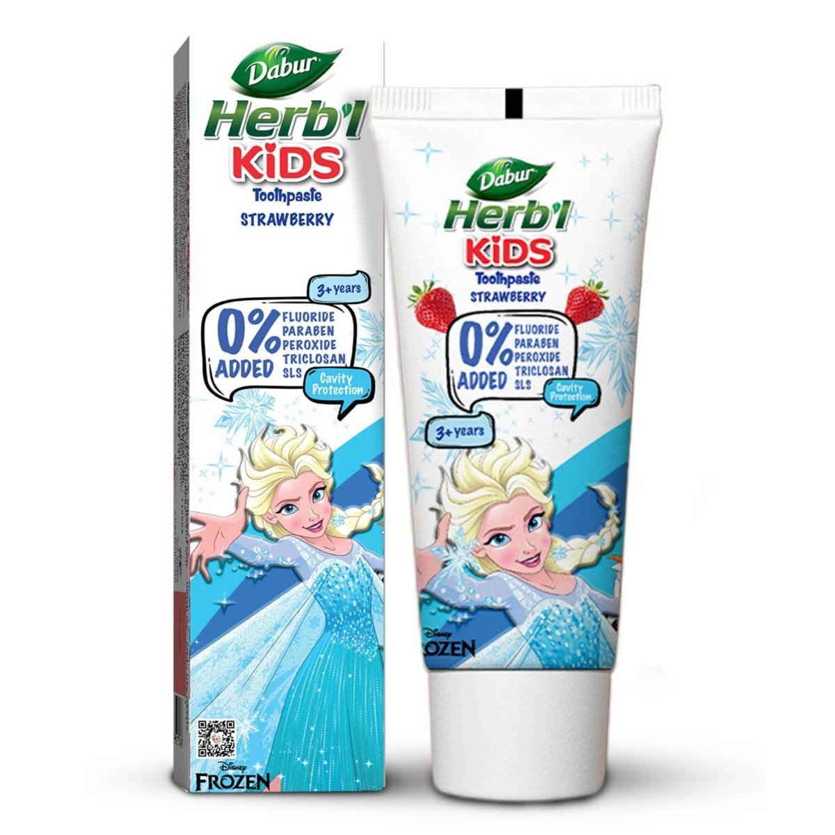 uk719php07giL.jpg Dabur Herb'l Kids Elsa Frozen Toothpaste | 3+ Years | Strawberry Flavour | 80g | No added chemicals | Cavity protection | Fights germs | Strong Teeth, Healthy Gums | Natural & Safe For Kids | SLS & Flouride free - Fast UK Delivery - Image 1