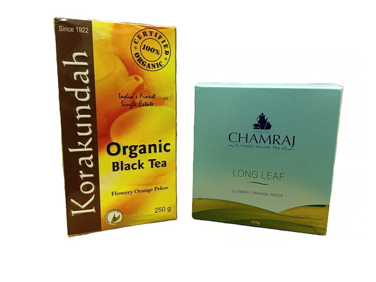 uk719rti0UfQL-1.jpg KORAKUNDAH Organic Black Tea FOP (Flowery Orange Pekoe) 250 g | CHAMRAJ Long Leaf FOP (Flowery Orange Pekoe) 250 g | Pack of 2 | Total 500 g | India's Finest Chamraj Nilgiri Tea - Fast UK Delivery - Image 1