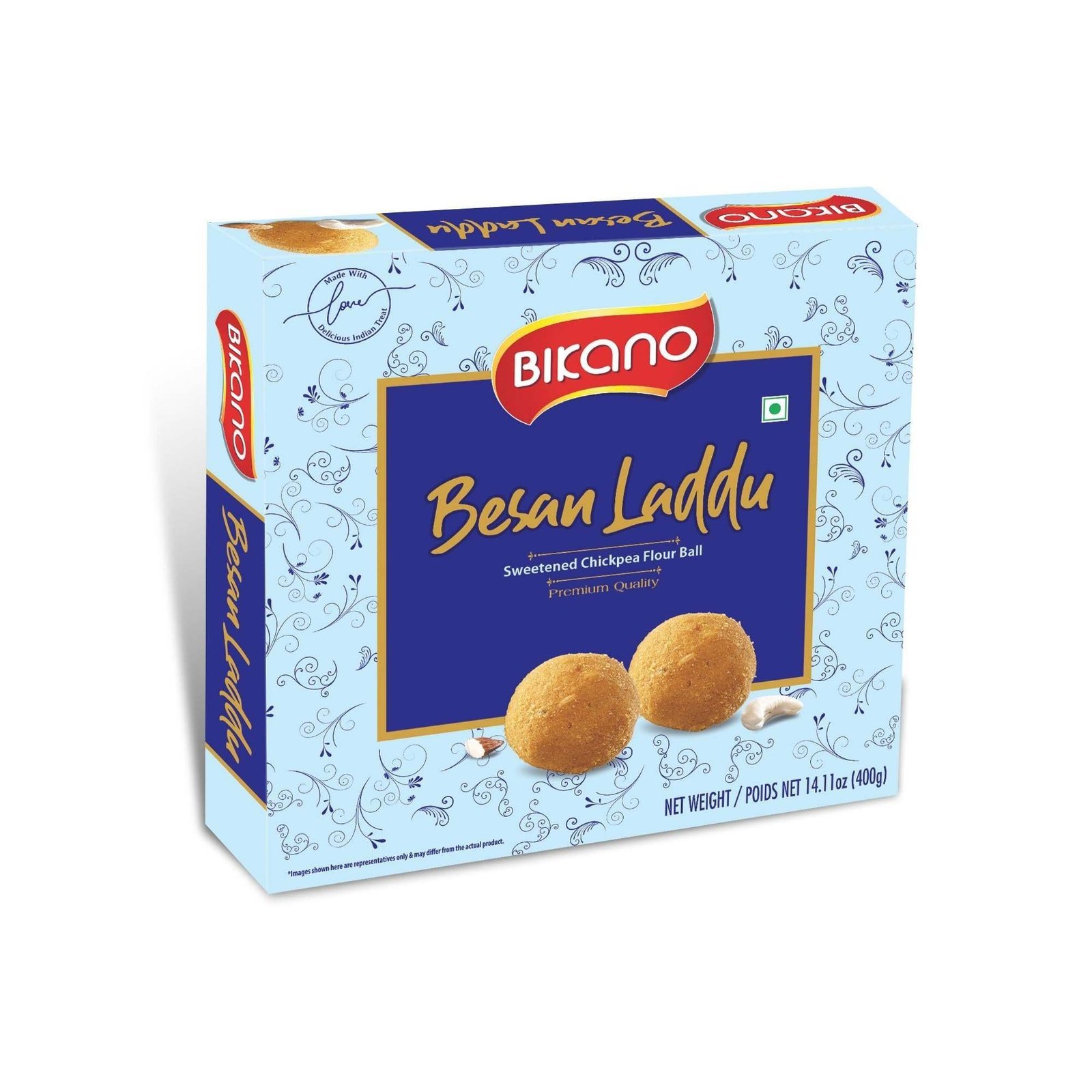 uk719tq4wMz0L-1-1.jpg Bikano Besan Laddu Spl, 400 gram box - Fast UK Delivery - Image 1