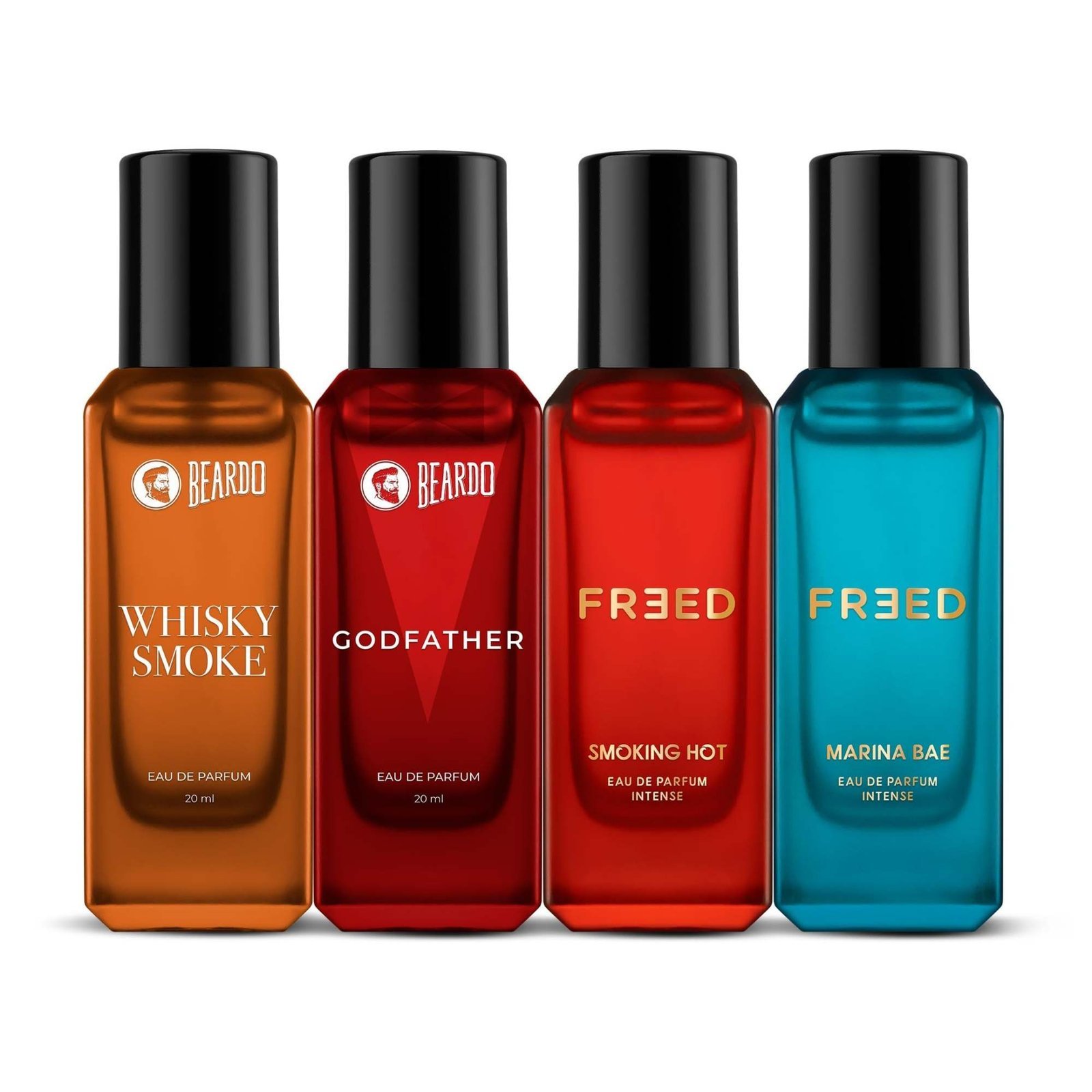 uk71ATd1cb7DL-1-1.jpg Beardo Him & Her Perfume Giftset 20ml x 4 | Whisky Smoke, GodFather, Marina Bae & Smoking Hot | Long Lasting Spicy Eau De Parfum | Gift For Couple, Men Women - Fast UK Delivery - Image 1