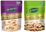 Happilo 100% Natural Premium Whole Cashew 500g Value Pack & Happilo 100% Natural Premium California Dried Almonds 500g Pack Pouch - Fast UK Delivery