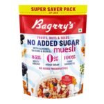 Bagrry's No Added Sugar Muesli Fruits, Nuts and Seeds 700 gm Pouch | Whole Grain Breakfast Cereal | Helps Manage Weight |0% Added Sugar Muesli | No Sugar infused Berries| No Added Preservatives | Almonds,Raisins & Berries - Fast UK Delivery