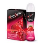 KamaSutra Strawberry Flavoured Condoms for men Count 10 with Strawberry Water Lube Flavoured Lubricant 50ml - Fast UK Delivery