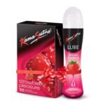 KamaSutra Strawberry Flavoured Condoms for men Count 10 with Strawberry Water Lube Flavoured Lubricant 50ml - Fast UK Delivery