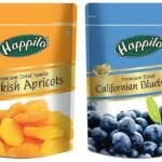 Happilo Premium Turkish Apricots, 200g + Happilo Premium Dried Californian Blueberries, 150g - Fast UK Delivery