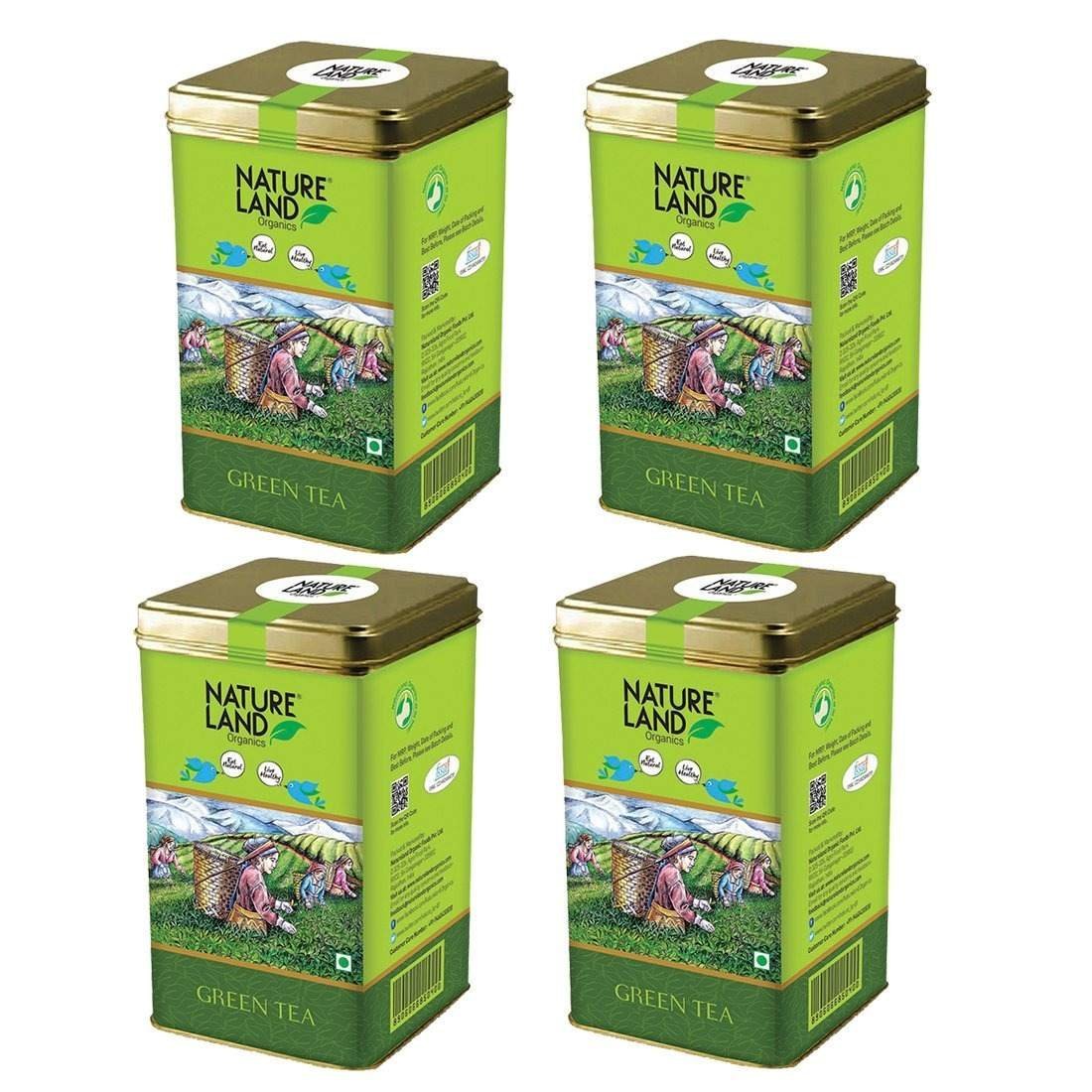uk71DEpX60YhL-1.jpg Natureland Organics Green Tea 200 gm, 100% Organic Loose Leaf Tea (Pack of 4) - Fast UK Delivery - Image 1
