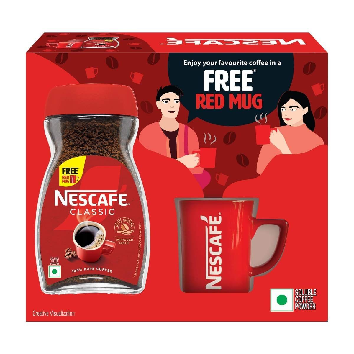 uk71DGMzGhRmL-1.jpg NESCAFE Classic Instant Coffee Powder | Great start to your morning | 100% Pure Coffee | Free Red Mug | 180g Jar (Weight may vary upwards) - Fast UK Delivery - Image 1