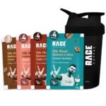 Rage Coffee - Silk Blend Assorted Sachets, Pack of 15 (3 Classic, 4 Creamy Hazelnut, 4 Vanilla Velvet & 4 Belgian Chocolate) +Multi-purpose Shaker 400 ML - Fast UK Delivery