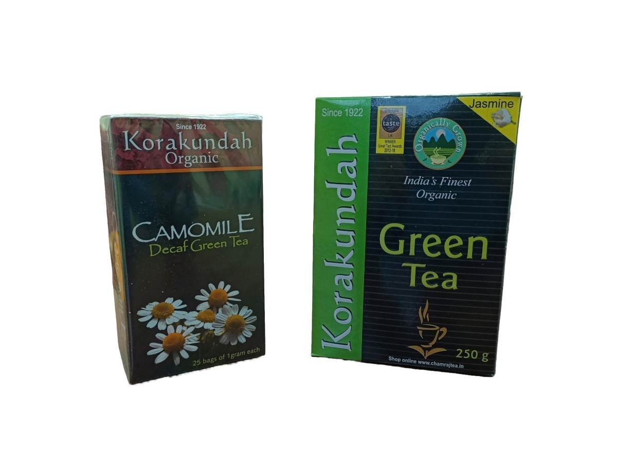 uk71DOeDz0wHL-1.jpg KORAKUNDAH Decaf Green Tea Dip Tea 25 g | KORAKUNDAH Organic Green Tea (Jasmine) 250 g | Pack of 2 | Total 275 g | India's Finest Chamraj Nilgiri Tea - Fast UK Delivery - Image 1