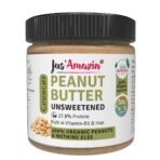Jus' Amazin Crunchy Organic Peanut Butter - Unsweetened (200g) | 31% Protein | Only 100% Organic Peanuts, No added Sugar/Salt/Emulsifiers/Hydrogenated Fats | Plant Based, Keto | 0% Chemicals - Fast UK Delivery